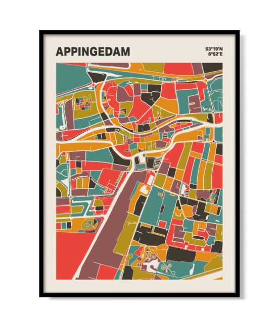 Plattegrond poster Licht Appingedam mozaiek stl 07 | Funky Fellow