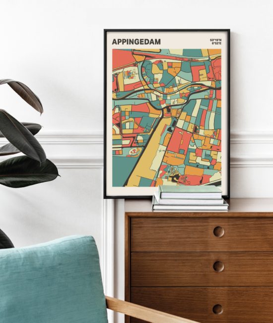 Plattegrond poster Licht Appingedam mozaiek stl 08 2 | Funky Fellow