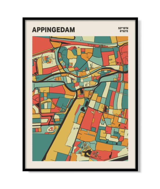 Plattegrond poster Licht Appingedam mozaiek stl 08 | Funky Fellow