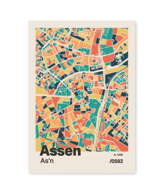 Plattegrond poster Licht Assen mozaiek stl 01 1 1 | Funky Fellow
