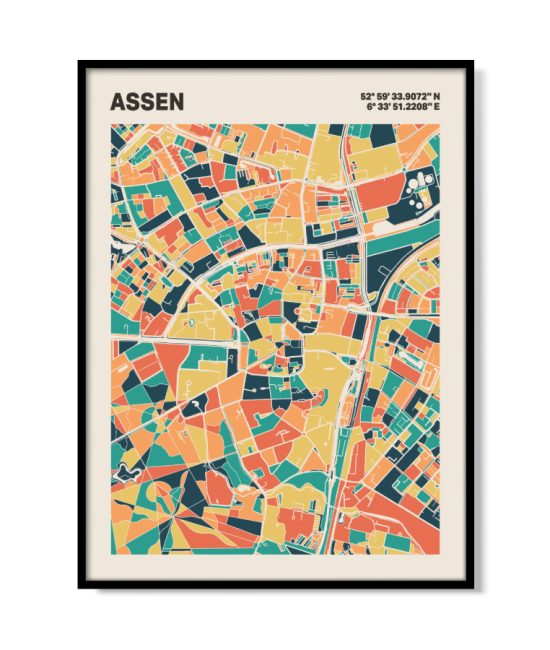 Plattegrond poster Licht Assen mozaiek stl 01 5 | Funky Fellow