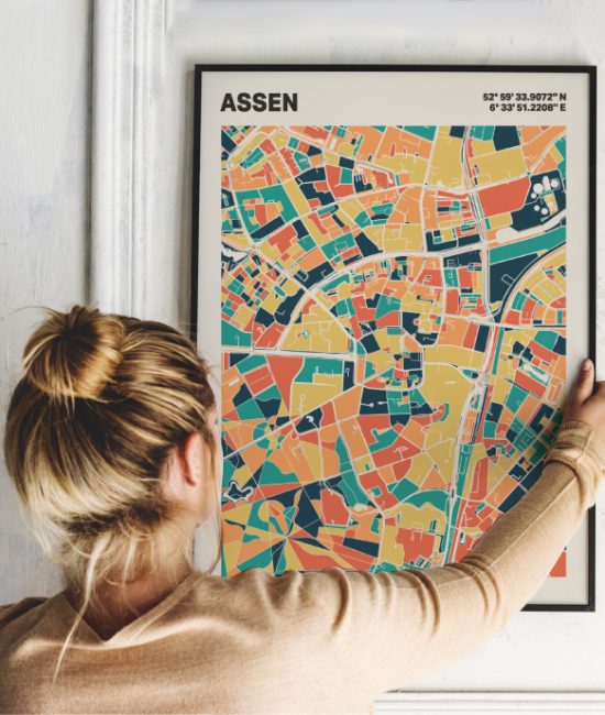 Plattegrond poster Licht Assen mozaiek stl 01 | Funky Fellow