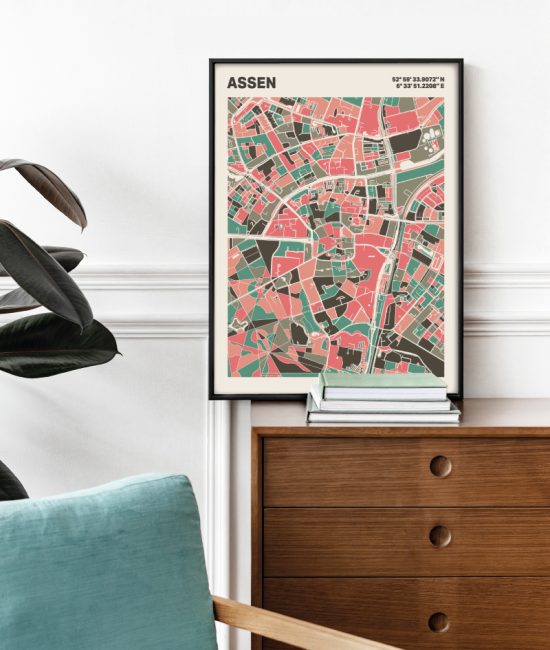 Plattegrond poster Licht Assen mozaiek stl 02 1 | Funky Fellow