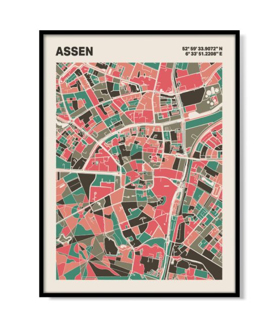 Plattegrond poster Licht Assen mozaiek stl 02 5 | Funky Fellow