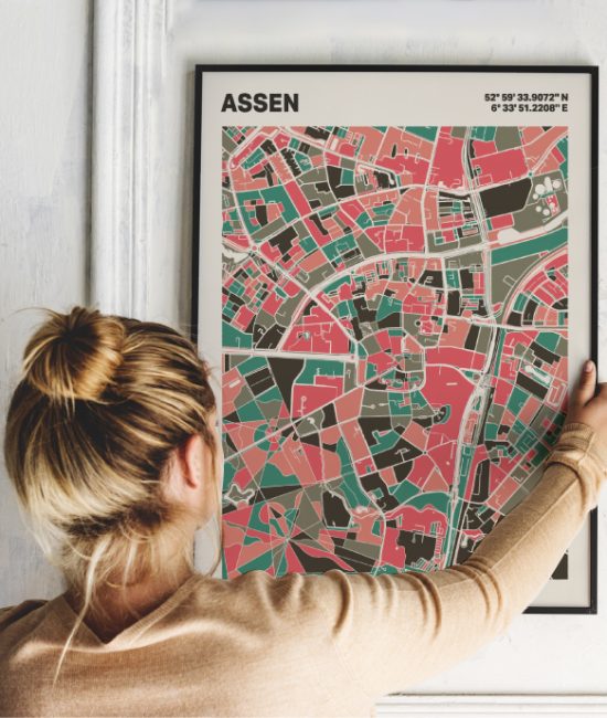 Plattegrond poster Licht Assen mozaiek stl 02 | Funky Fellow