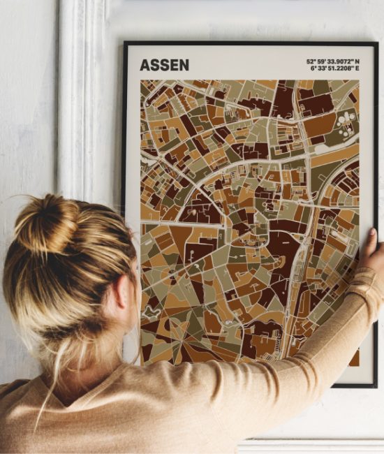 Plattegrond poster Licht Assen mozaiek stl 03 | Funky Fellow