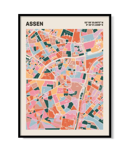 Plattegrond poster Licht Assen mozaiek stl 04 5 | Funky Fellow