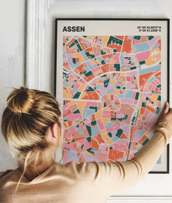 Plattegrond poster Licht Assen mozaiek stl 04 | Funky Fellow