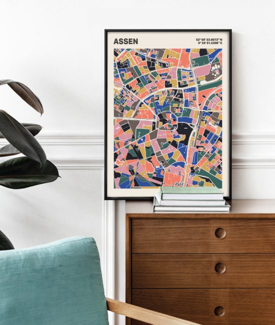 Plattegrond poster Licht Assen mozaiek stl 05 1 | Funky Fellow