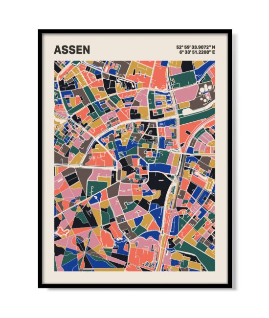 Plattegrond poster Licht Assen mozaiek stl 05 5 | Funky Fellow