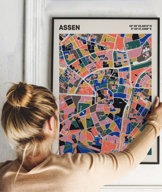 Plattegrond poster Licht Assen mozaiek stl 05 | Funky Fellow
