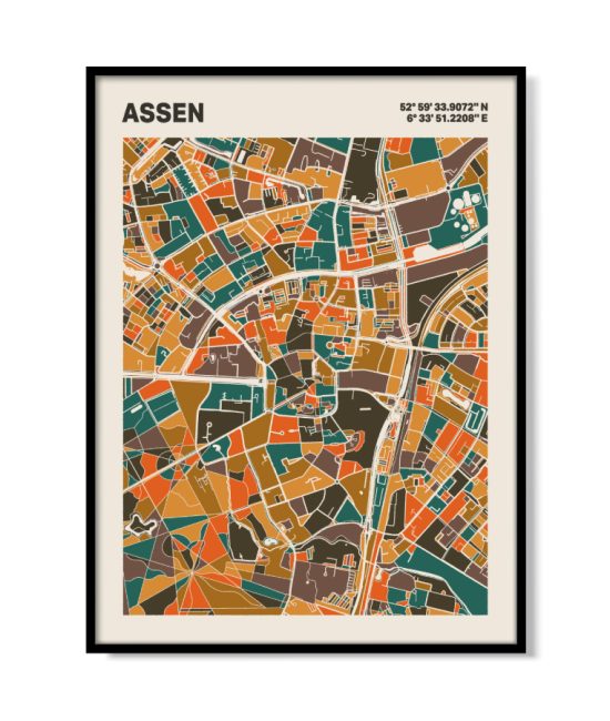 Plattegrond poster Licht Assen mozaiek stl 06 5 | Funky Fellow