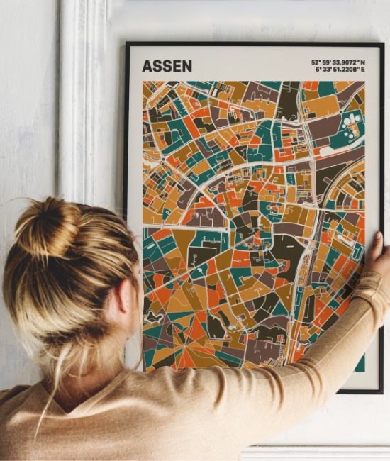 Plattegrond poster Licht Assen mozaiek stl 06 | Funky Fellow
