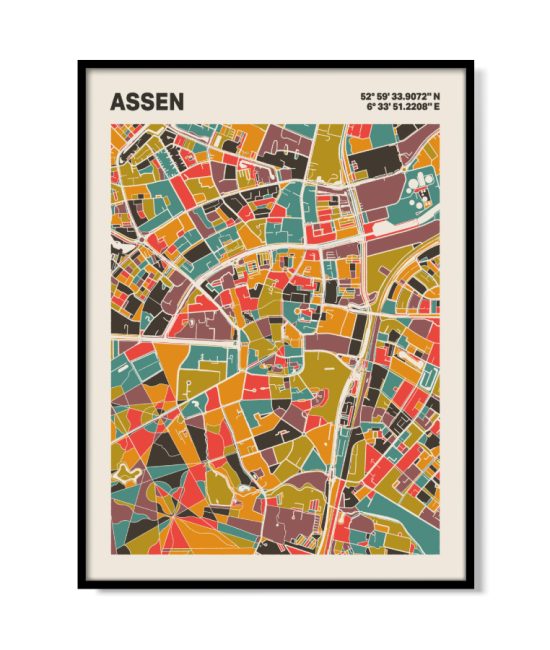 Plattegrond poster Licht Assen mozaiek stl 07 5 | Funky Fellow