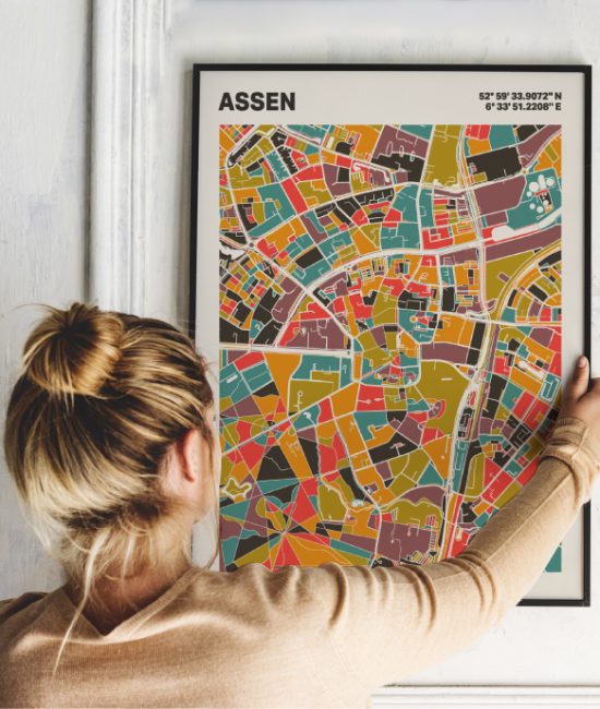Plattegrond poster Licht Assen mozaiek stl 07 | Funky Fellow