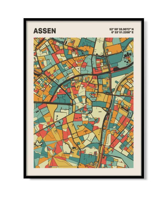 Plattegrond poster Licht Assen mozaiek stl 08 5 | Funky Fellow