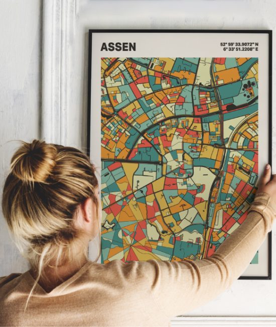 Plattegrond poster Licht Assen mozaiek stl 08 | Funky Fellow