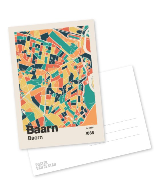 Plattegrond poster Licht Baarn mozaiek stl 01 mockup A6 schaduw voor en achter | Funky Fellow