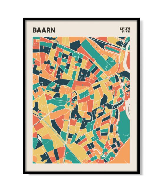 Plattegrond poster Licht Baarn mozaiek stl 01 mockup lijst 05 | Funky Fellow