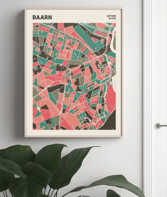 Plattegrond poster Licht Baarn mozaiek stl 02 Mockup muur plant lijst 04 | Funky Fellow