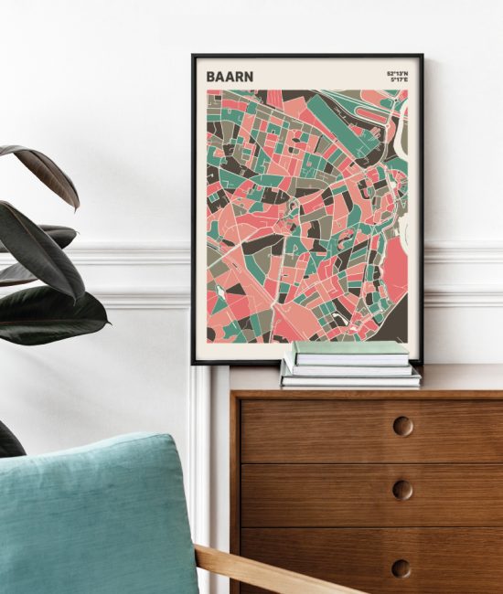 Plattegrond poster Licht Baarn mozaiek stl 02 Mockup stoel kast lijst 03 | Funky Fellow