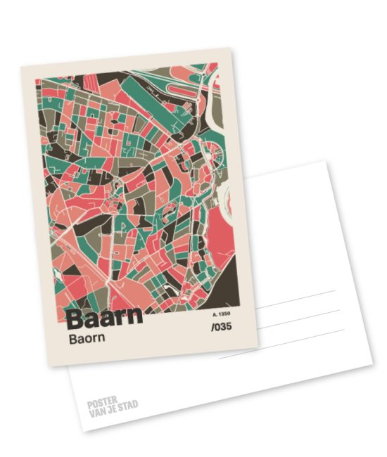 Plattegrond poster Licht Baarn mozaiek stl 02 mockup A6 schaduw voor en achter | Funky Fellow