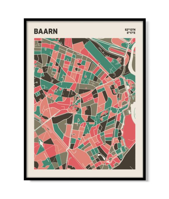 Plattegrond poster Licht Baarn mozaiek stl 02 mockup lijst 05 | Funky Fellow