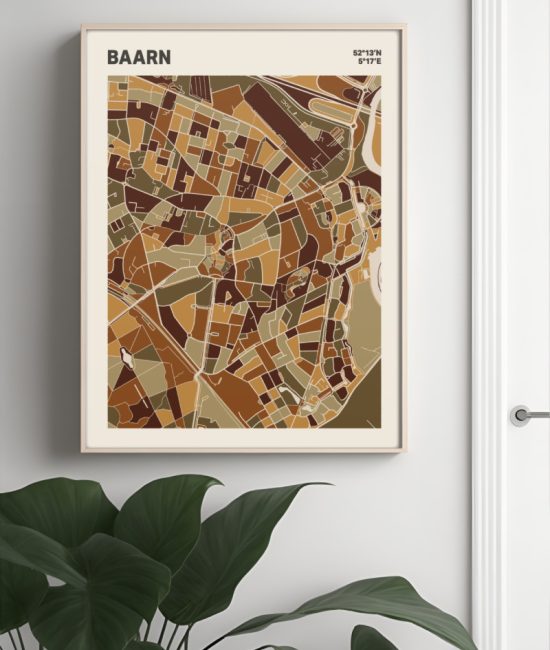 Plattegrond poster Licht Baarn mozaiek stl 03 Mockup muur plant lijst 04 | Funky Fellow