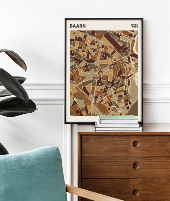 Plattegrond poster Licht Baarn mozaiek stl 03 Mockup stoel kast lijst 03 | Funky Fellow