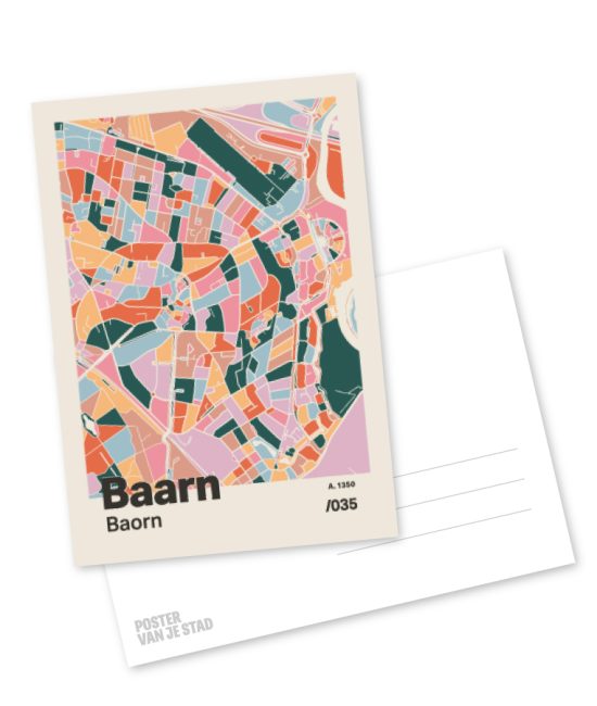 Plattegrond poster Licht Baarn mozaiek stl 04 mockup A6 schaduw voor en achter | Funky Fellow