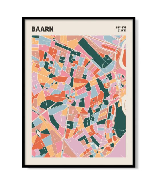 Plattegrond poster Licht Baarn mozaiek stl 04 mockup lijst 05 | Funky Fellow