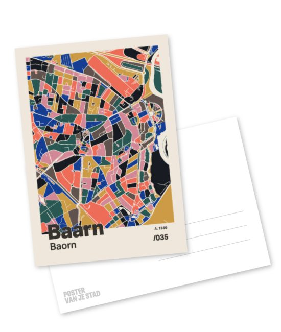 Plattegrond poster Licht Baarn mozaiek stl 05 mockup A6 schaduw voor en achter | Funky Fellow