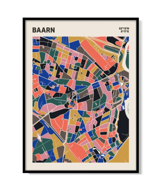 Plattegrond poster Licht Baarn mozaiek stl 05 mockup lijst 05 | Funky Fellow