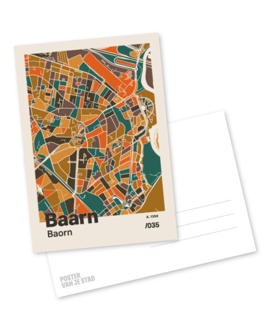 Plattegrond poster Licht Baarn mozaiek stl 06 mockup A6 schaduw voor en achter | Funky Fellow