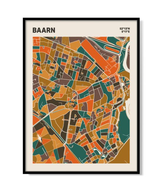 Plattegrond poster Licht Baarn mozaiek stl 06 mockup lijst 05 | Funky Fellow