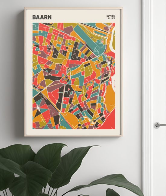 Plattegrond poster Licht Baarn mozaiek stl 07 Mockup muur plant lijst 04 | Funky Fellow