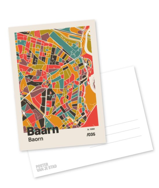 Plattegrond poster Licht Baarn mozaiek stl 07 mockup A6 schaduw voor en achter | Funky Fellow