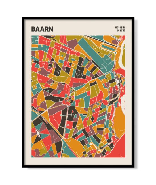 Plattegrond poster Licht Baarn mozaiek stl 07 mockup lijst 05 | Funky Fellow