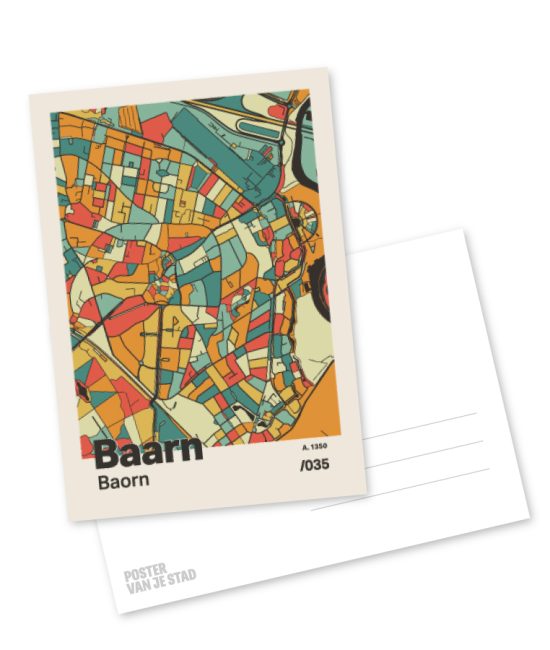 Plattegrond poster Licht Baarn mozaiek stl 08 mockup A6 schaduw voor en achter | Funky Fellow