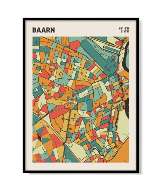 Plattegrond poster Licht Baarn mozaiek stl 08 mockup lijst 05 | Funky Fellow
