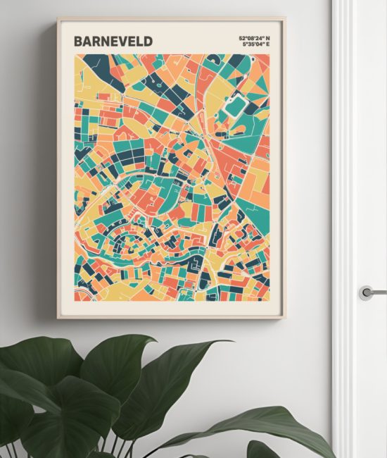 Plattegrond poster Licht Barneveld mozaiek stl 01 Mockup muur plant lijst 04 | Funky Fellow