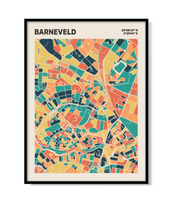 Plattegrond poster Licht Barneveld mozaiek stl 01 mockup lijst 05 | Funky Fellow