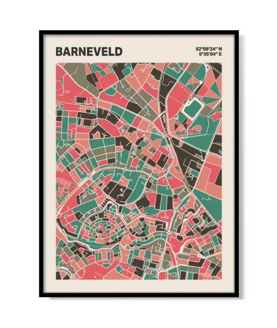 Plattegrond poster Licht Barneveld mozaiek stl 02 mockup lijst 05 | Funky Fellow