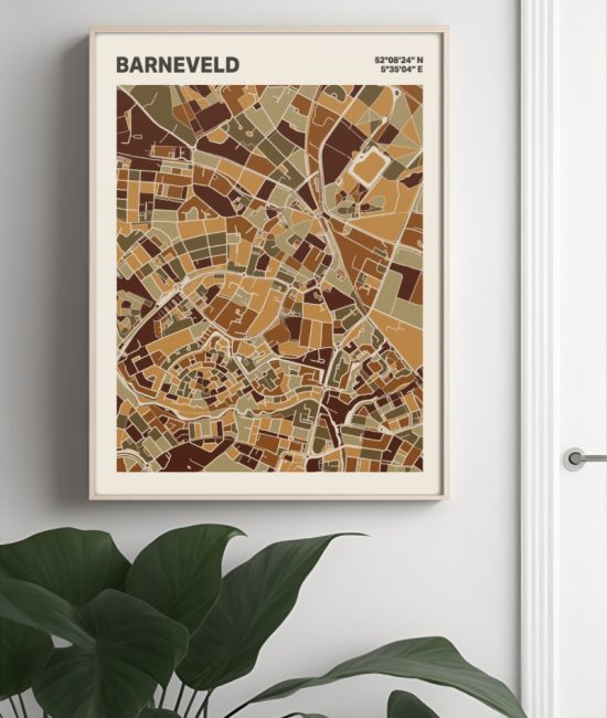 Plattegrond poster Licht Barneveld mozaiek stl 03 Mockup muur plant lijst 04 | Funky Fellow