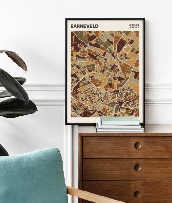 Plattegrond poster Licht Barneveld mozaiek stl 03 Mockup stoel kast lijst 03 | Funky Fellow
