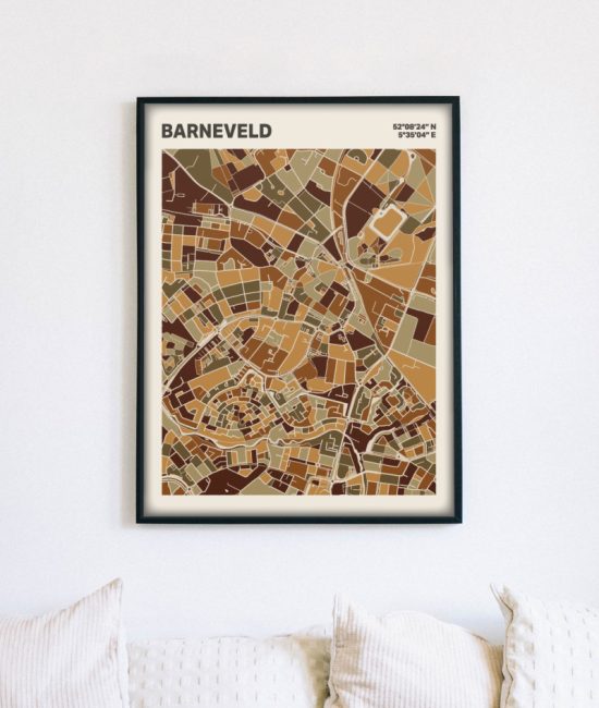 Plattegrond poster Licht Barneveld mozaiek stl 03 mockup lijst muur bank 02 | Funky Fellow