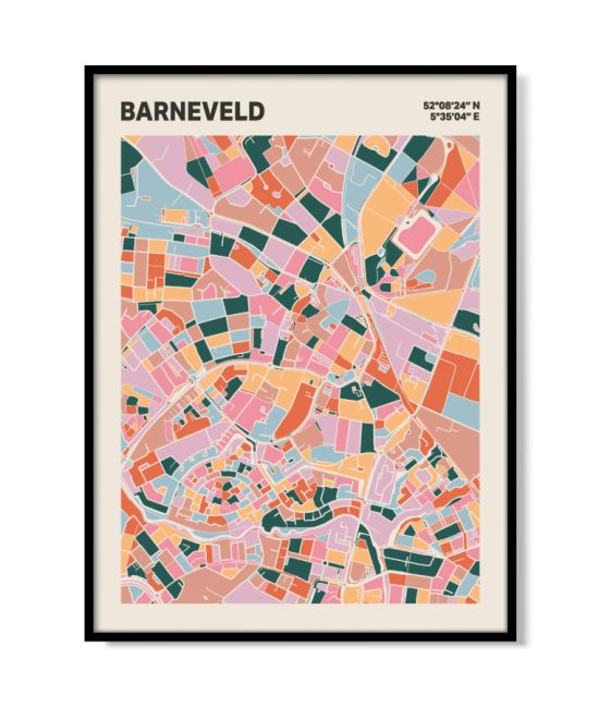 Plattegrond poster Licht Barneveld mozaiek stl 04 mockup lijst 05 | Funky Fellow