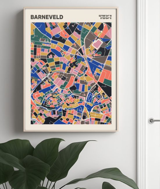 Plattegrond poster Licht Barneveld mozaiek stl 05 Mockup muur plant lijst 04 | Funky Fellow