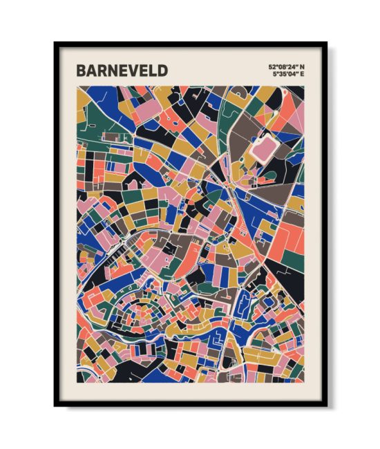 Plattegrond poster Licht Barneveld mozaiek stl 05 mockup lijst 05 | Funky Fellow