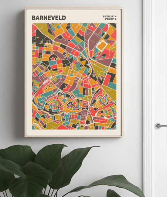 Plattegrond poster Licht Barneveld mozaiek stl 07 Mockup muur plant lijst 04 | Funky Fellow